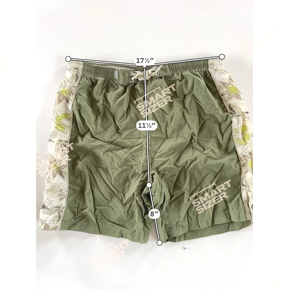 Columbia Convert Board Shorts Men L Olive Green Floral Side Stripe Y2K Surf Gorp